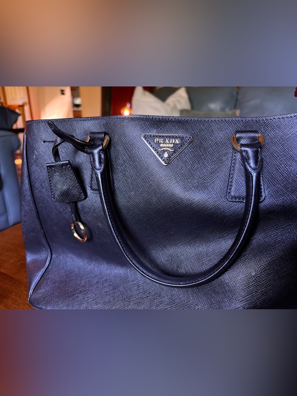 Prada Saffiano Lux Tote in Black